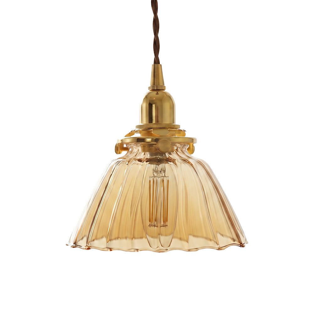 Pendantlightie - Vintage Retro 1 - Light Clear Pleated Glass Cone Bell Pendant Light - Pendants - Pleated Clear Glass - 