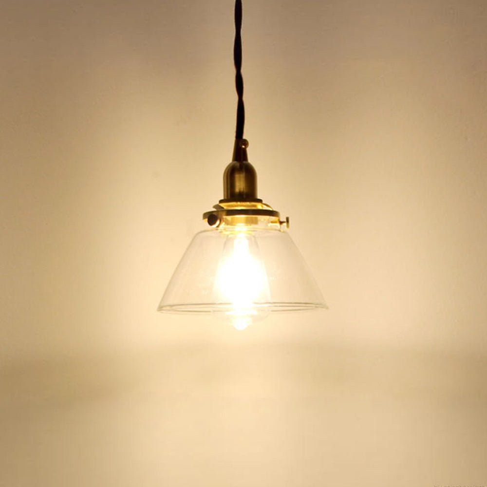 Pendantlightie - Vintage Retro 1 - Light Clear Pleated Glass Cone Bell Pendant Light - Pendants - Pleated Clear Glass - 