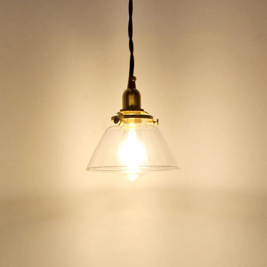 Pendantlightie - Vintage Retro 1 - Light Clear Pleated Glass Cone Bell Pendant Light - Pendants - Pleated Clear Glass - 