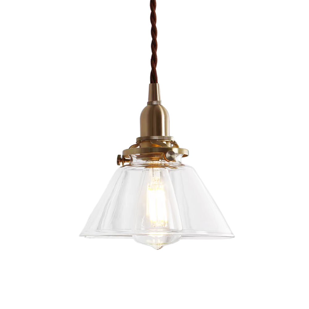 Pendantlightie - Vintage Retro 1 - Light Clear Pleated Glass Cone Bell Pendant Light - Pendants - Pleated Clear Glass - 