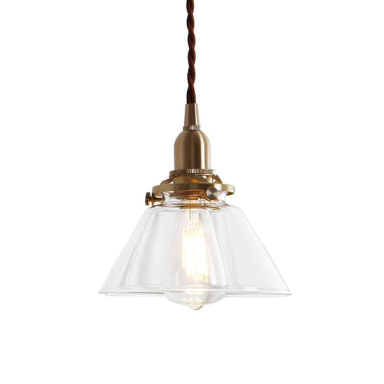 Pendantlightie - Vintage Retro 1 - Light Clear Pleated Glass Cone Bell Pendant Light - Pendants - Pleated Clear Glass - 