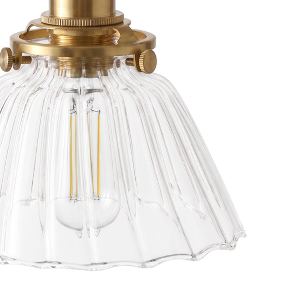Pendantlightie - Vintage Retro 1 - Light Clear Pleated Glass Cone Bell Pendant Light - Pendants - Pleated Clear Glass - 