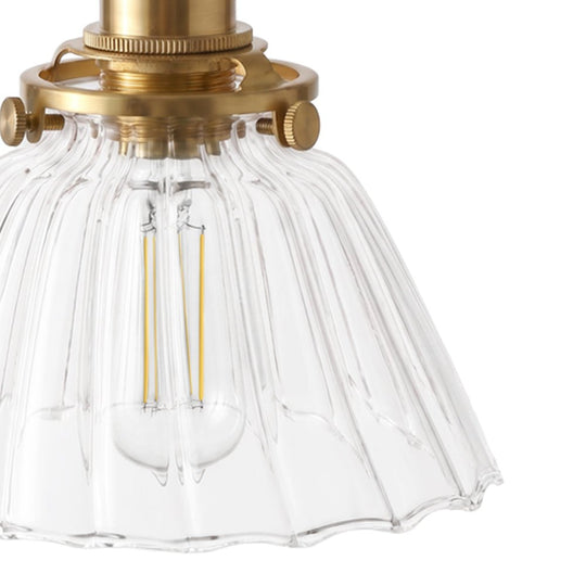 Pendantlightie - Vintage Retro 1 - Light Clear Pleated Glass Cone Bell Pendant Light - Pendants - Pleated Clear Glass - 