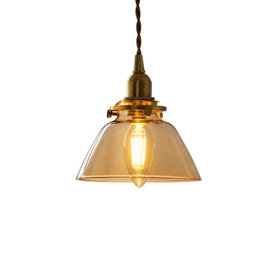 Pendantlightie - Vintage Retro 1 - Light Clear Pleated Glass Cone Bell Pendant Light - Pendants - Pleated Clear Glass - 
