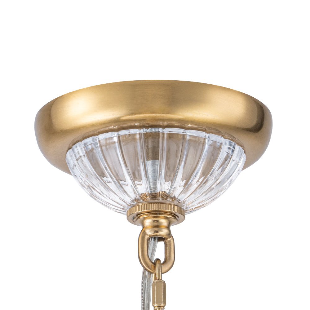 Pendantlightie-Vintage Retro 3-Light Cream Scalloped Glass Shade Chandelier-Chandeliers-Brass-