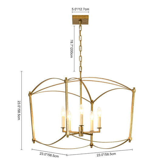 Pendantlightie-Vintage Retro 4-Light Metal Open Frame Lantern Pendant Light-Pendants-Black-