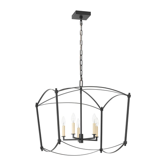 Pendantlightie-Vintage Retro 4-Light Metal Open Frame Lantern Pendant Light-Pendants-Black-