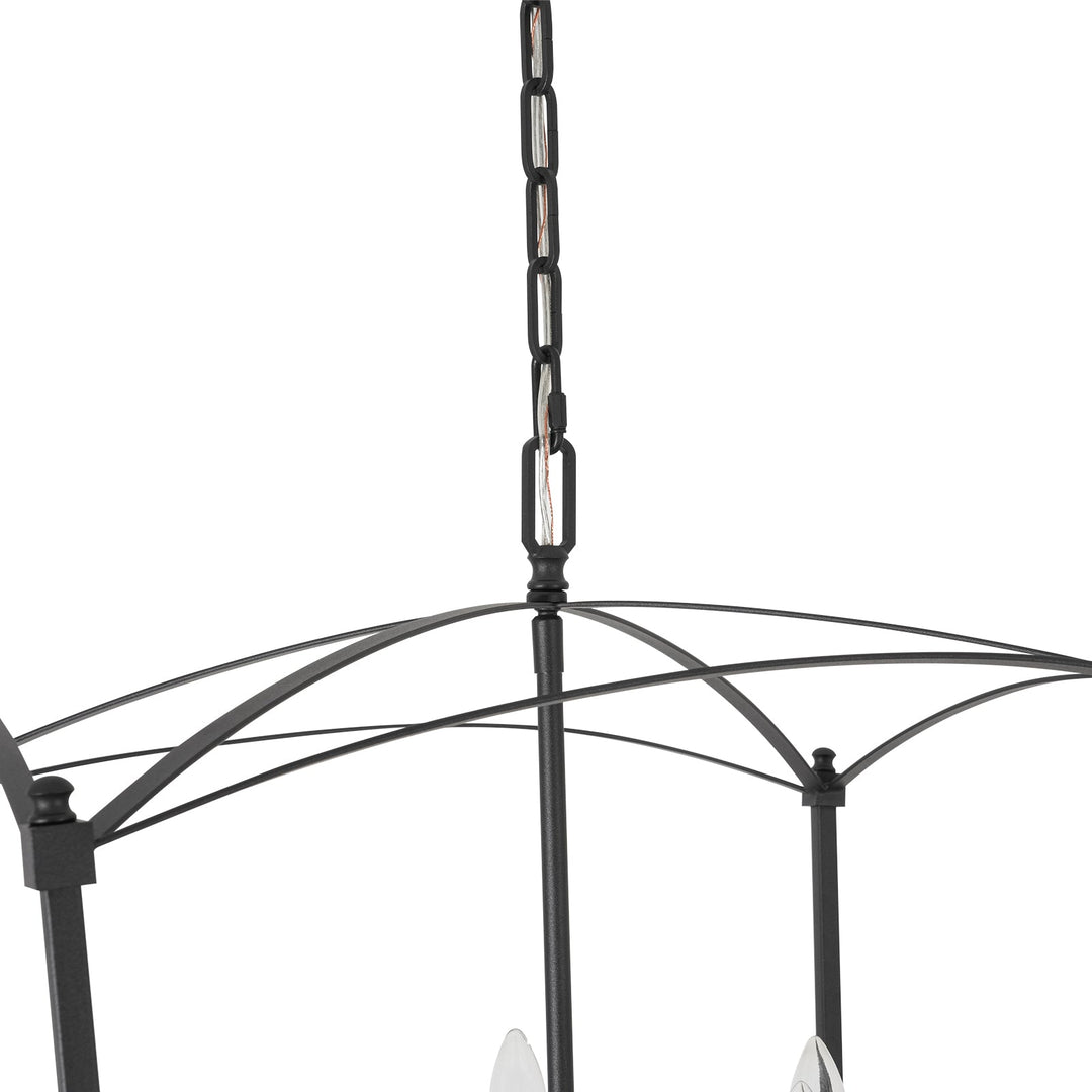 Pendantlightie-Vintage Retro 4-Light Metal Open Frame Lantern Pendant Light-Pendants-Black-