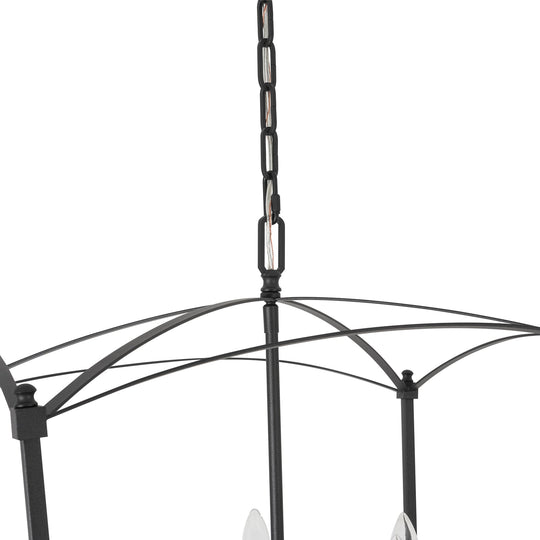 Pendantlightie-Vintage Retro 4-Light Metal Open Frame Lantern Pendant Light-Pendants-Black-