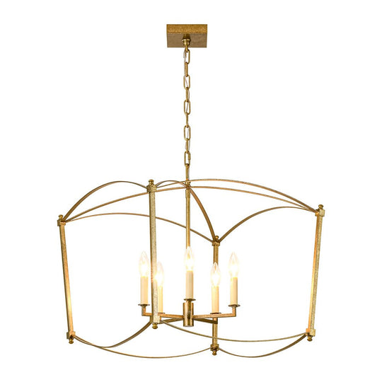 Pendantlightie-Vintage Retro 4-Light Metal Open Frame Lantern Pendant Light-Pendants-Black-