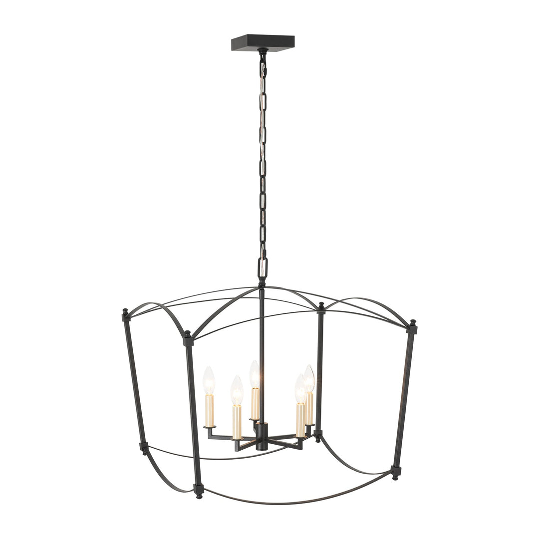 Pendantlightie-Vintage Retro 4-Light Metal Open Frame Lantern Pendant Light-Pendants-Black-