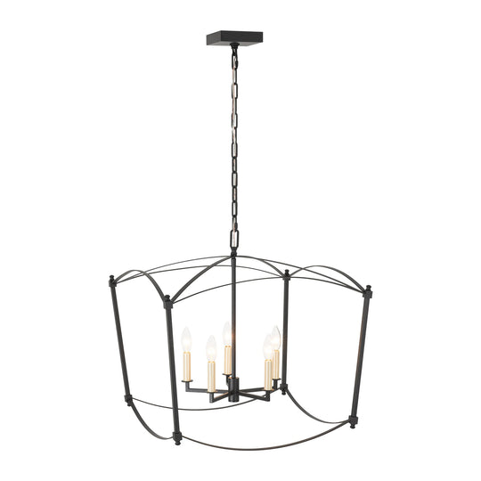 Pendantlightie-Vintage Retro 4-Light Metal Open Frame Lantern Pendant Light-Pendants-Black-