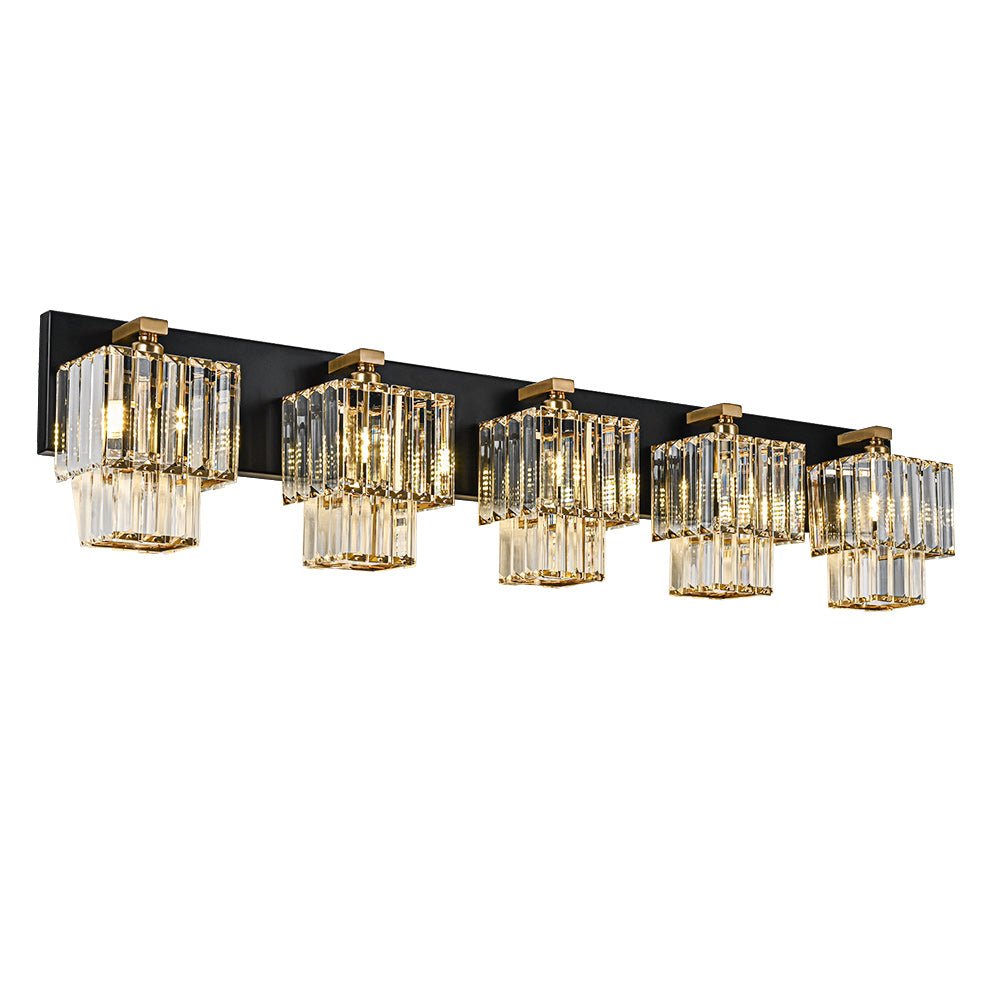 Pendantlightie - Vintage Tiered Square Crystal Bathroom Wall Light - Wall Light - 4Lt - 