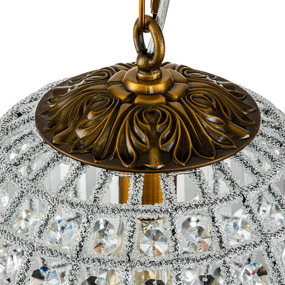 Antiqued Globe Crystal Chandelier