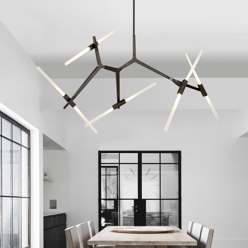 Contemporary Asymmetric Design 10 Lights Branch Chandelier