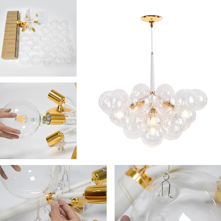 Contemporary Clear Glass Bubble Chandelier