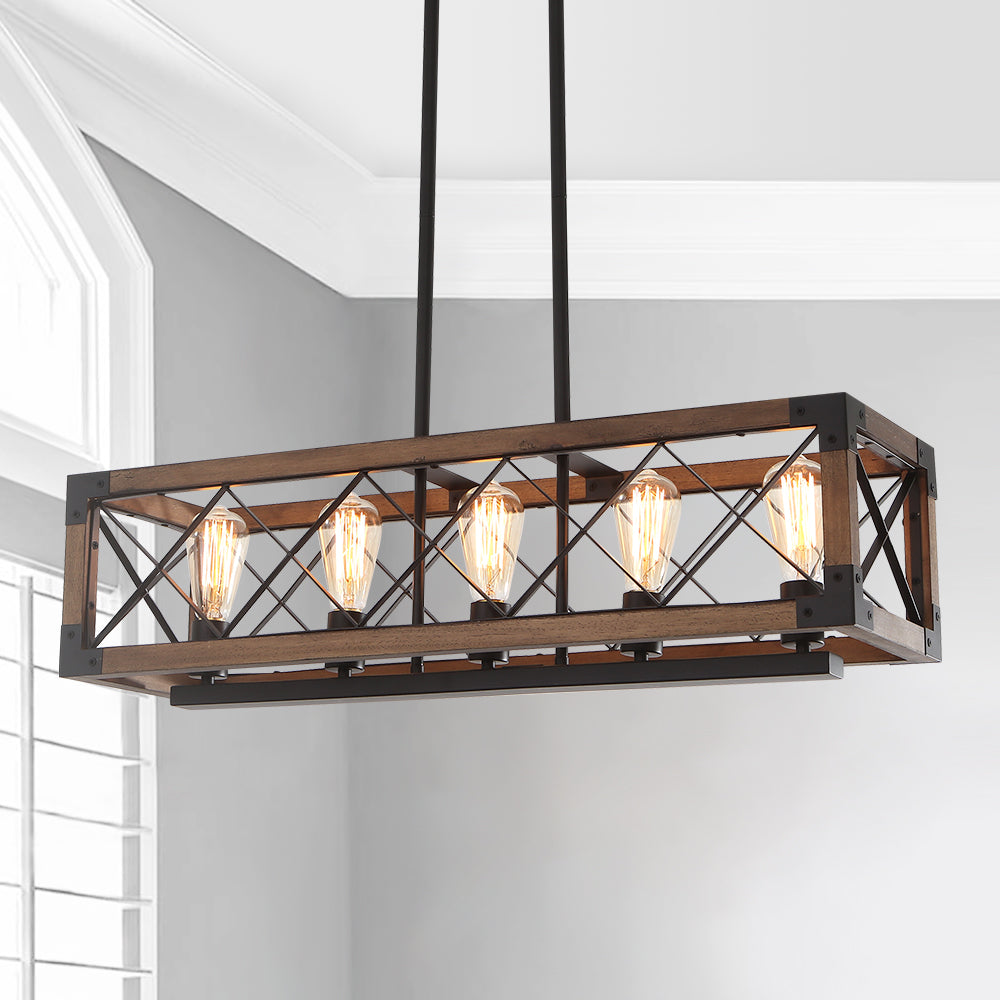 Farmhouse Wood Cage Chandelier