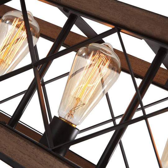 Farmhouse Wood Cage Chandelier