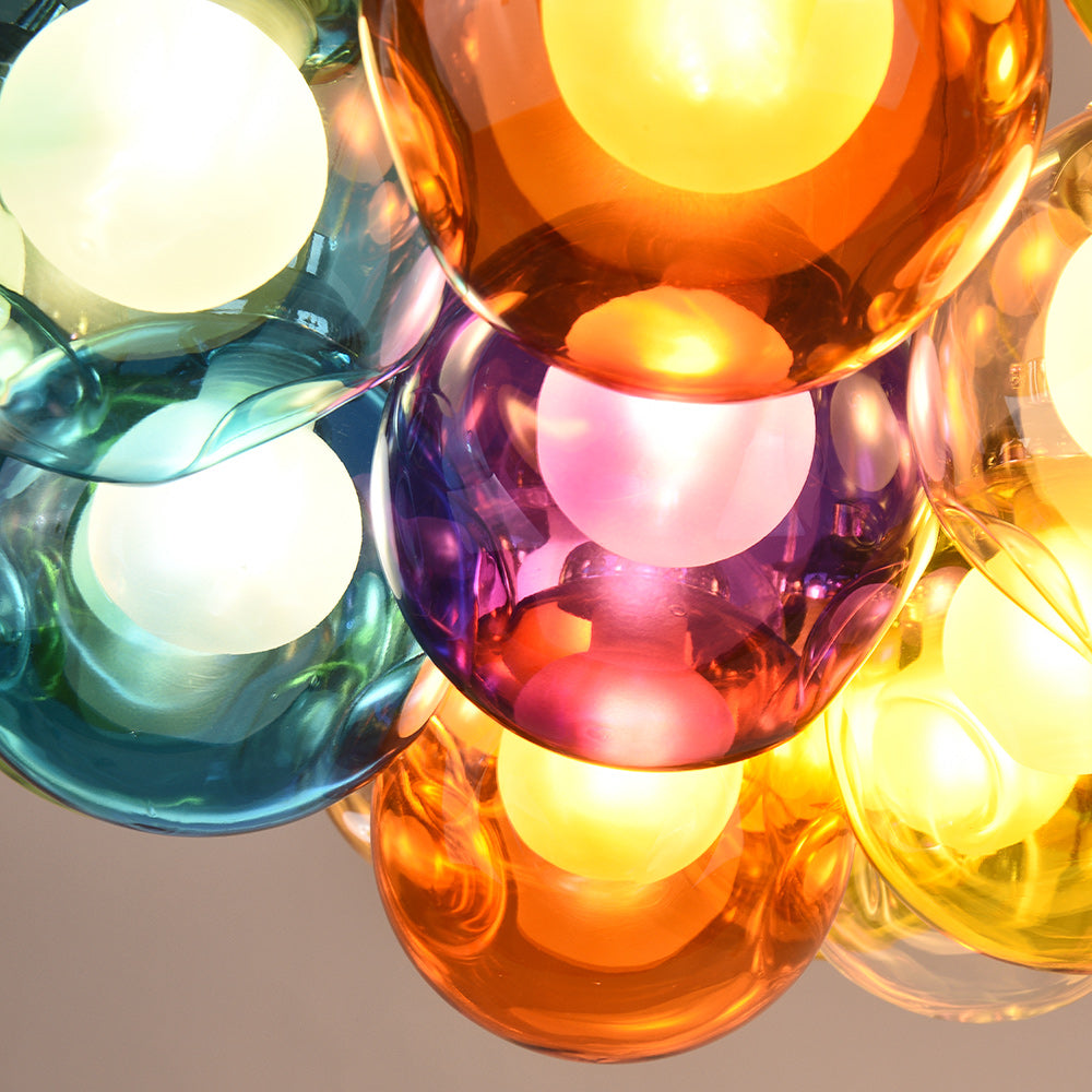 Modern Multi-Color Glass Cluster Pendant Chandelier