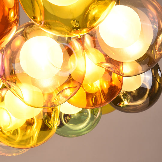 Modern Multi-Color Glass Cluster Pendant Chandelier