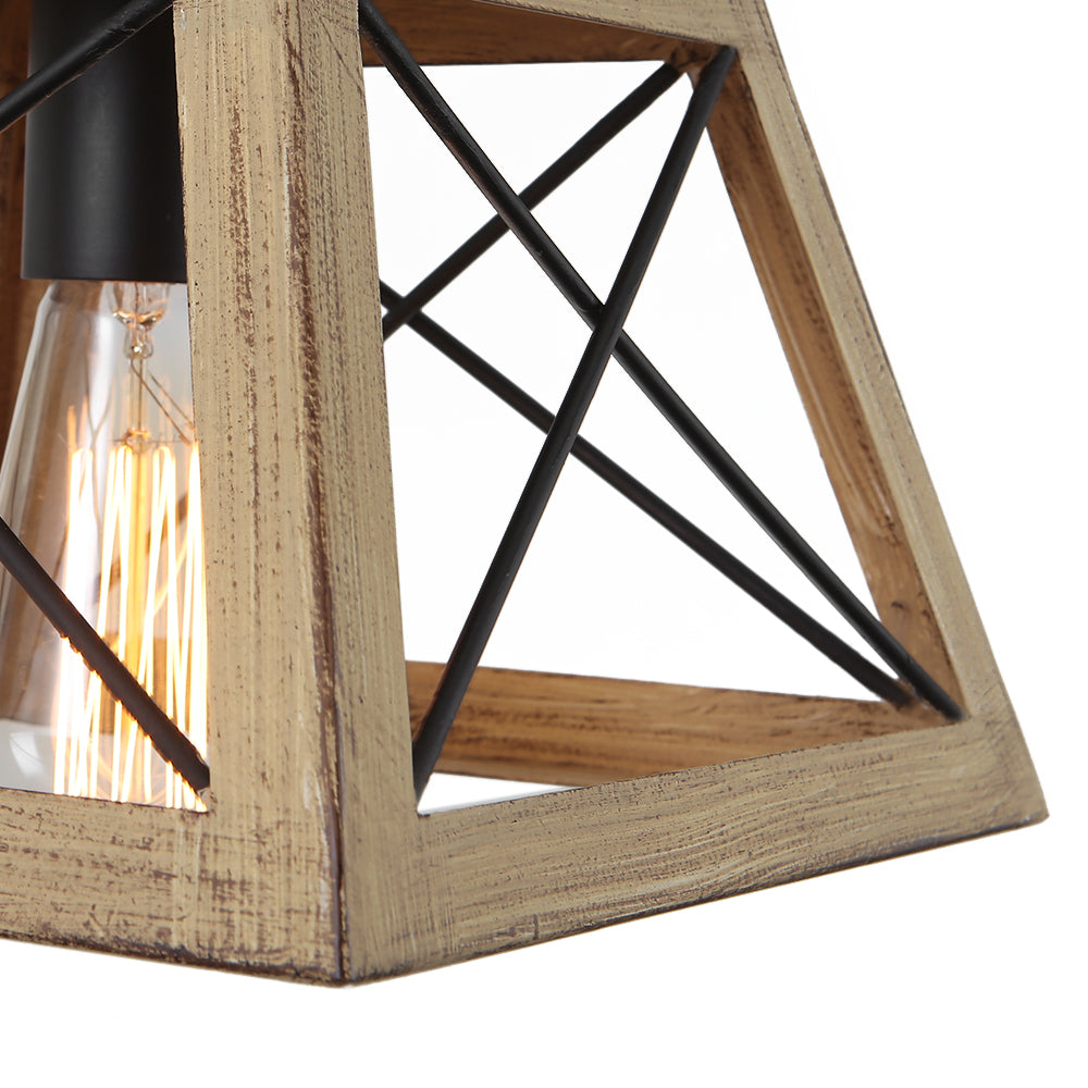 Wood cage store pendant light