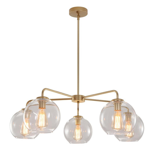 PendantLightia-5-light Glass Bubble Sputnik Light Fixture-Pendants-Brass-
