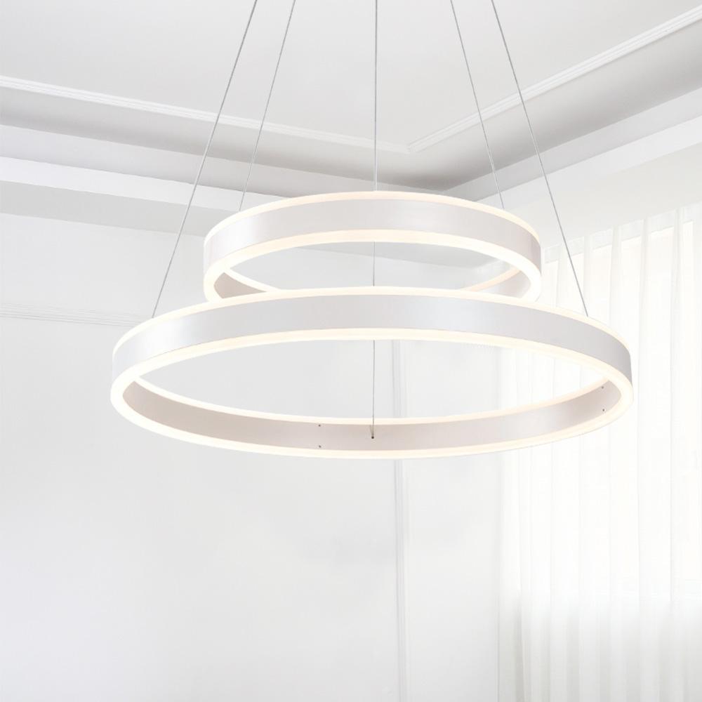PendantLightia-Contemporary Minimalist Multi-Ring Led Circle Light-Pendants-1 Ring-White
