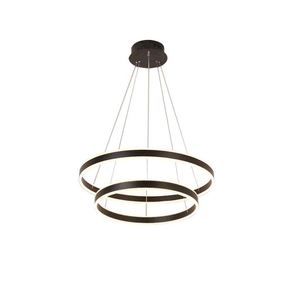 PendantLightia-Contemporary Minimalist Multi-Ring Led Circle Light-Pendants-2 Rings-Black