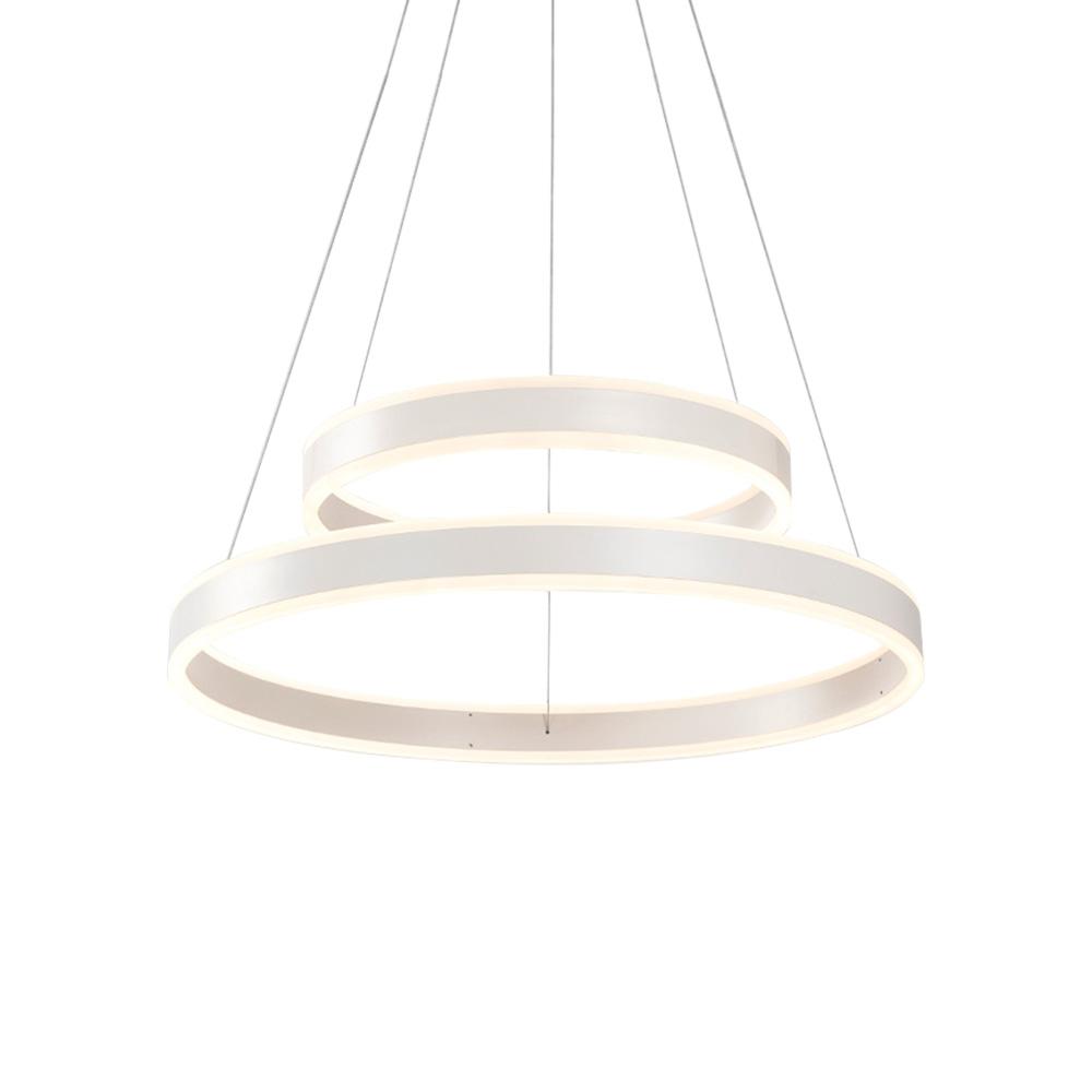 PendantLightia-Contemporary Minimalist Multi-Ring Led Circle Light-Pendants-2 Rings-White