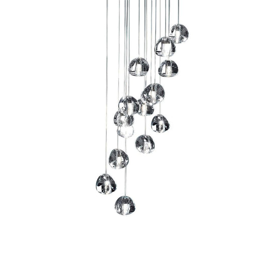 PendantLightia-Contemporary Waterfall Crystal Cluster Lights-Pendants-14Lt-