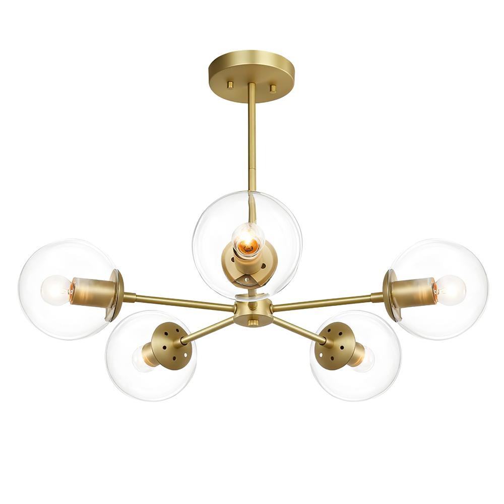 PendantLightia-Mid-century 5-light Bubble Sputnik Chandelier-Chandeliers-Gold-