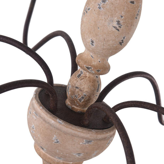 PendantLightia-Mid-Century Rustic Wooden Candle Chandelier-Chandeliers-Default Title-