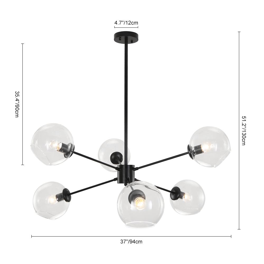 PendantLightia-Modern 6-light Glass Hanging Sputnik Light-Pendants-Default Title-