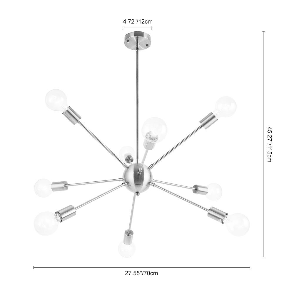 PendantLightia-Modern Mid-century 9-light Sputnik Chandelier-Chandeliers-Brass-