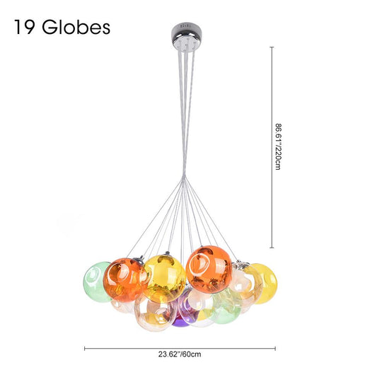 PendantLightia-Modern Multi-Color Glass Pendant Cluster Lights-Pendants-Yellow Tune-19 Globes