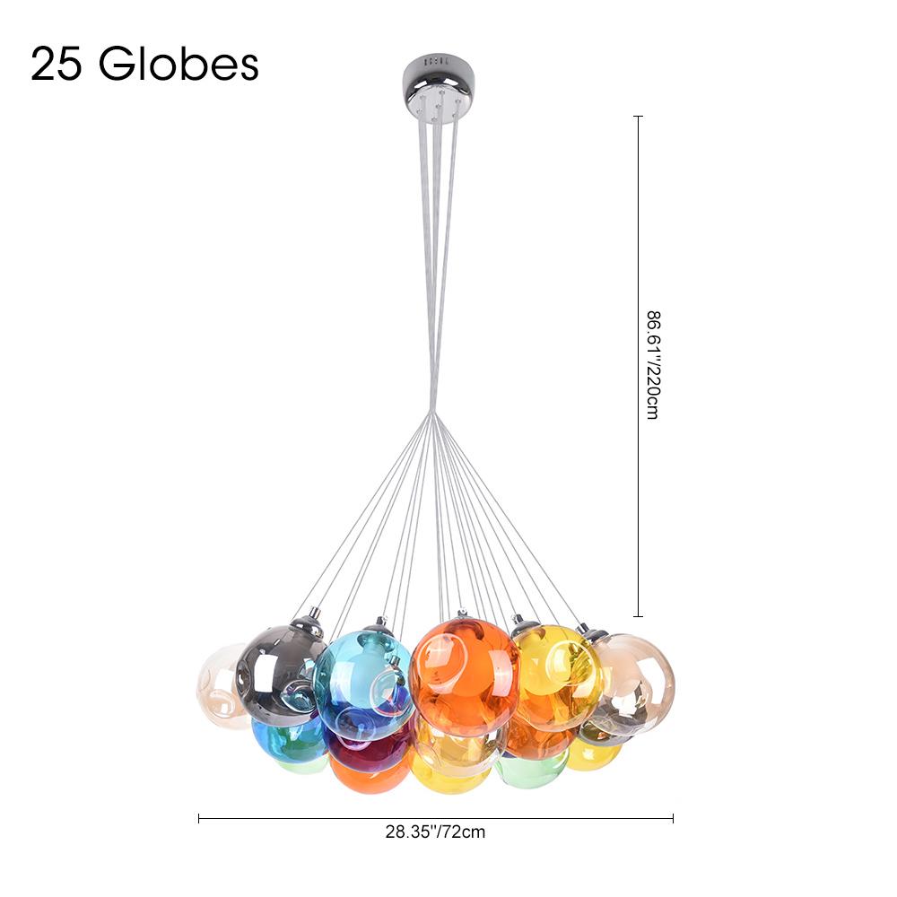 PendantLightia-Modern Multi-Color Glass Pendant Cluster Lights-Pendants-Yellow Tune-25 Globes