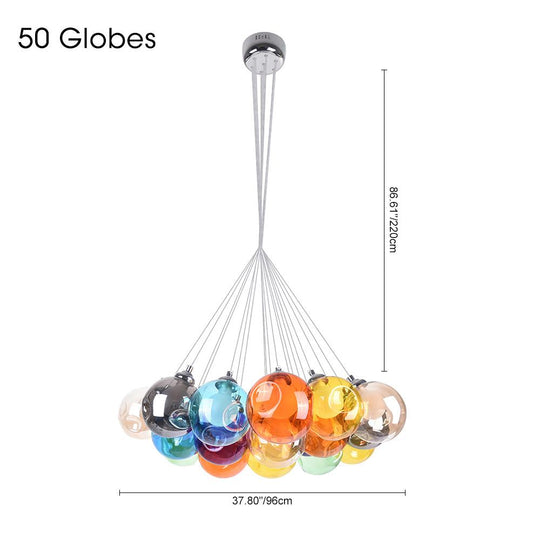 PendantLightia-Modern Multi-Color Glass Pendant Cluster Lights-Pendants-Yellow Tune-50 Globes