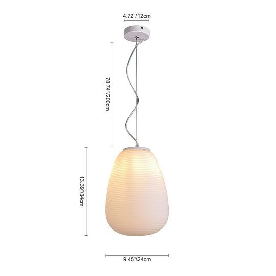 PendantLightia-Modern Ribbed Single White Pendant Light-Pendants-Small-