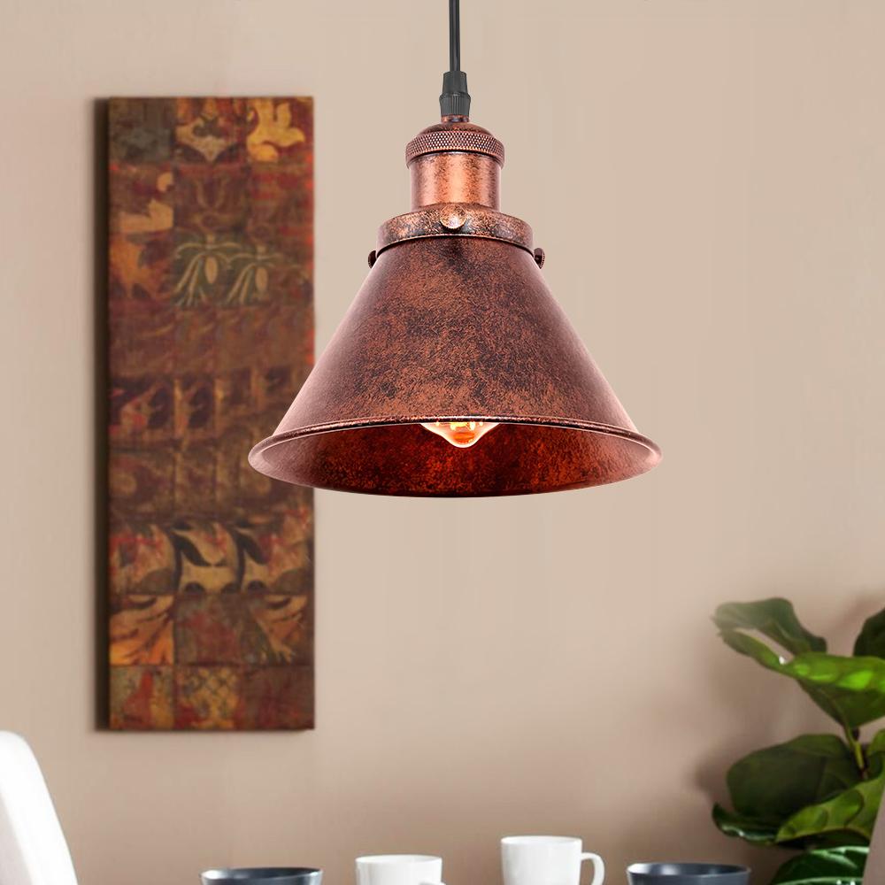 Rustic Copper Lights Farmhouse Industrial Single Rustic Copper Cone Pendant Light, Kitchen ...