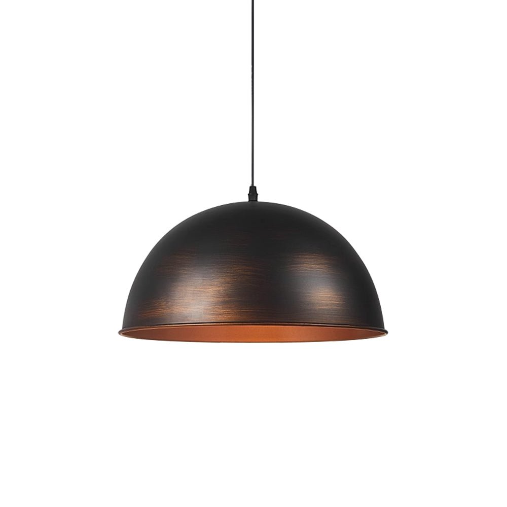 Pendantlightie-1-Light Industrial Metal Dome Pendant Light For Kitchen Island-Pendants-Antique Brown-
