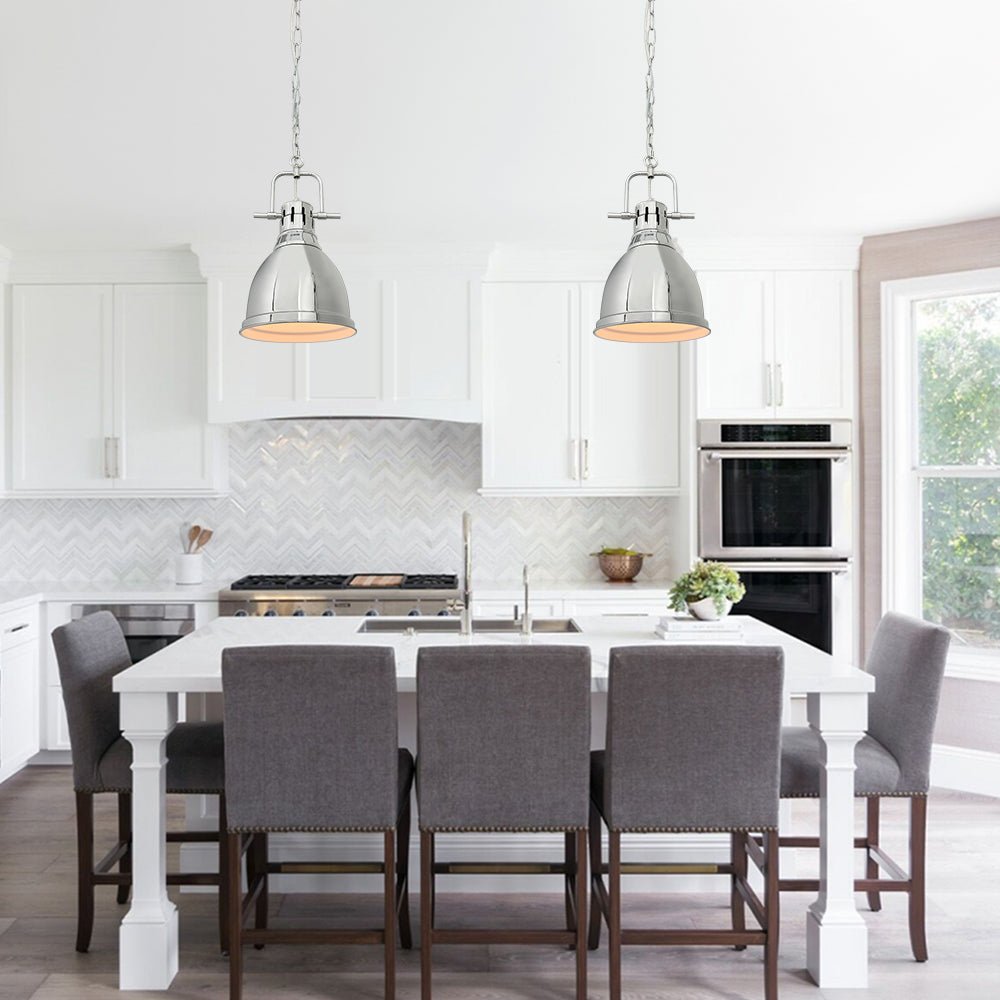 Pendantlightie-1-Light Kitchen Island Metal Dome Pendant-Pendants-Chrome-
