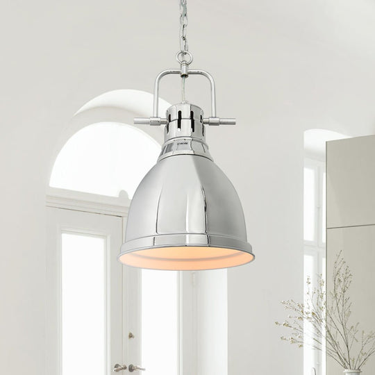 Pendantlightie-1-Light Kitchen Island Metal Dome Pendant-Pendants-Chrome-