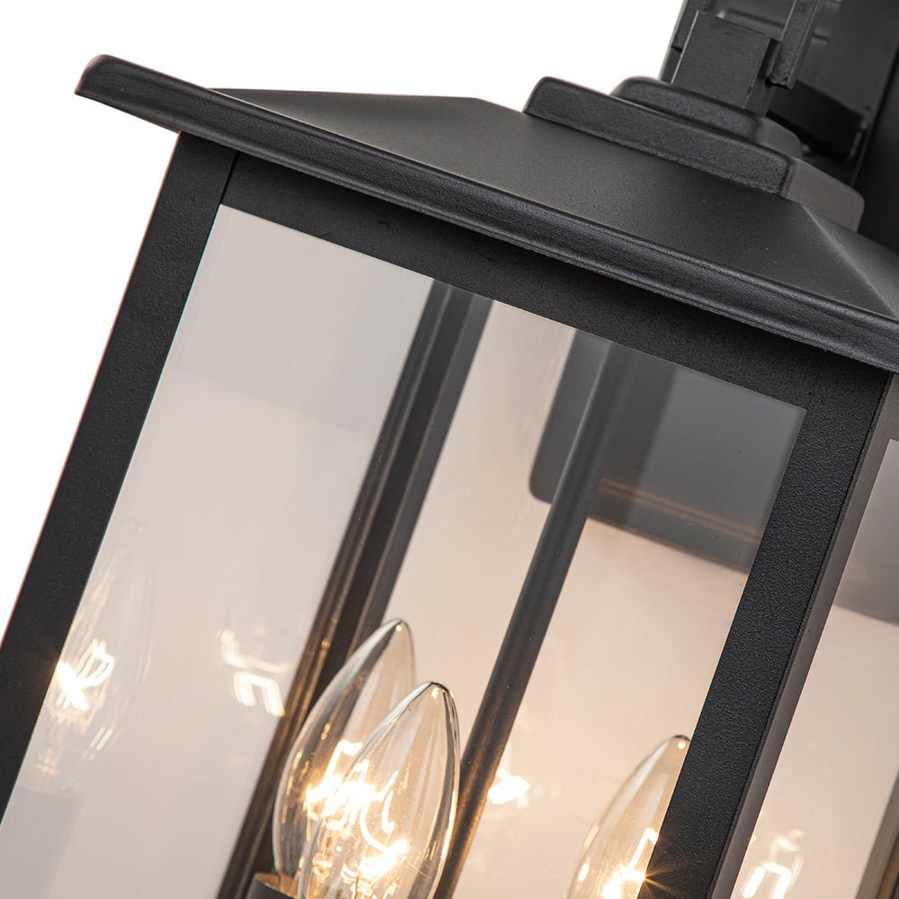 Pendantlightie-3-Light Lantern Waterproof Outdoor Wall Light With Clear Glass Shade-Outdoor Wall Light--