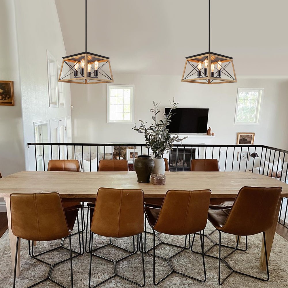 Farmhouse 4-Light Square Kitchen Island Chandelier Dining Table