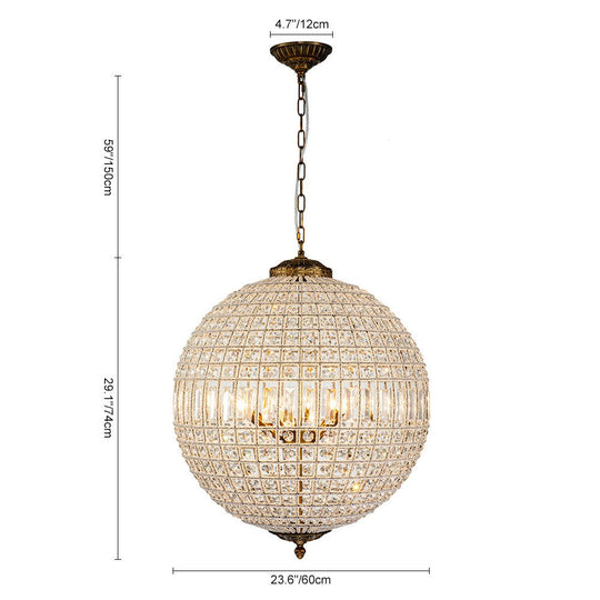 Pendantlightie-Antiqued Globe Crystal Chandelier-Chandeliers-1Lt-