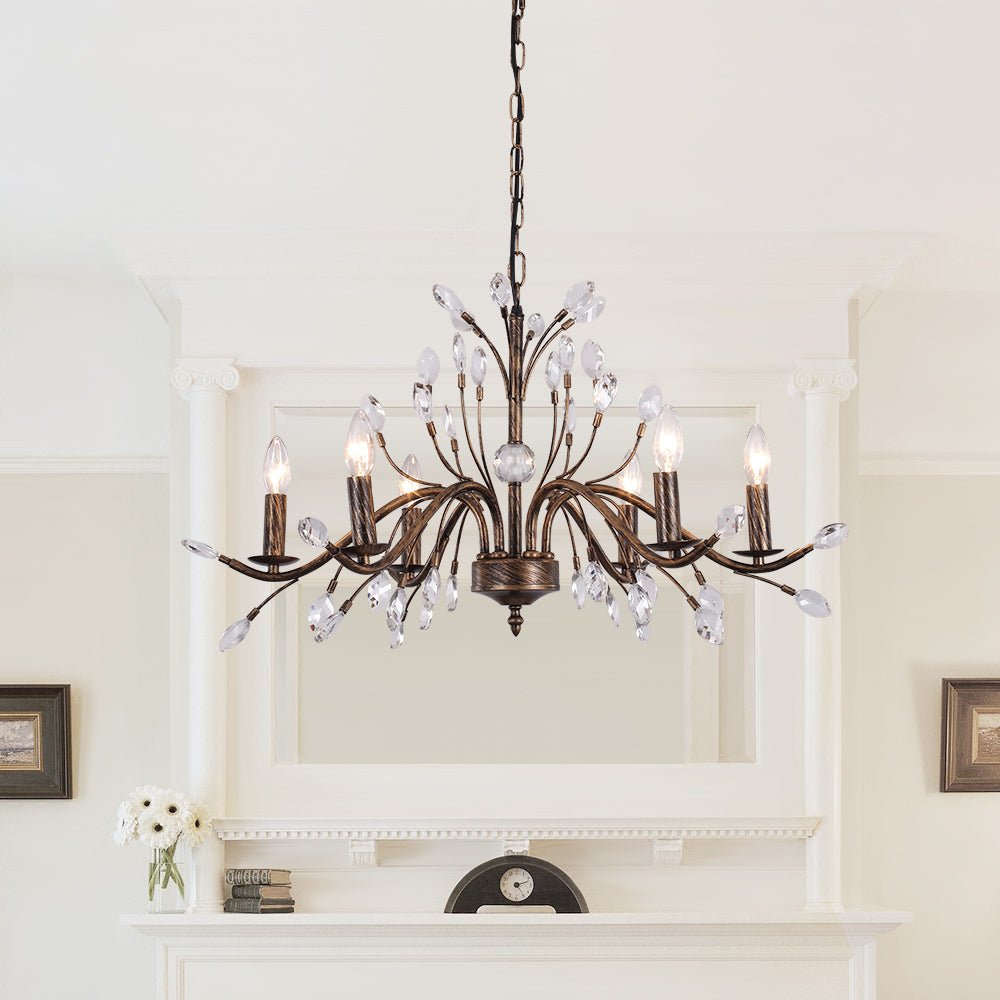 Pendantlightie-Classical French Style Candle Chandelier With Crystal Accents-Chandeliers-6Lt-
