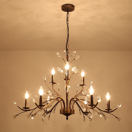 Pendantlightie-Classical French Style Candle Chandelier With Crystal Accents-Chandeliers-9Lt-