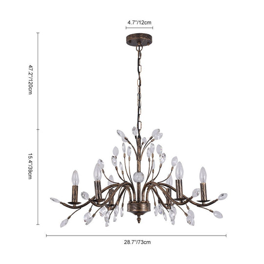 Pendantlightie-Classical French Style Candle Chandelier With Crystal Accents-Chandeliers-9Lt-