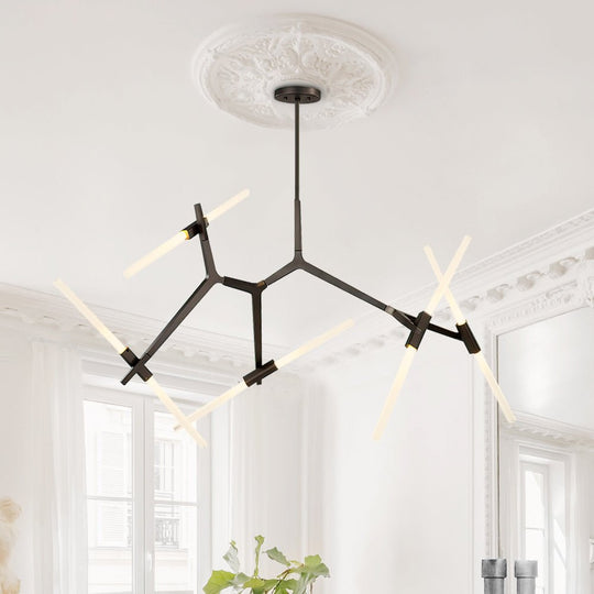 Pendantlightie-Contemporary Asymmetric Design 10 Lights Branch Chandelier-Chandeliers-Black-