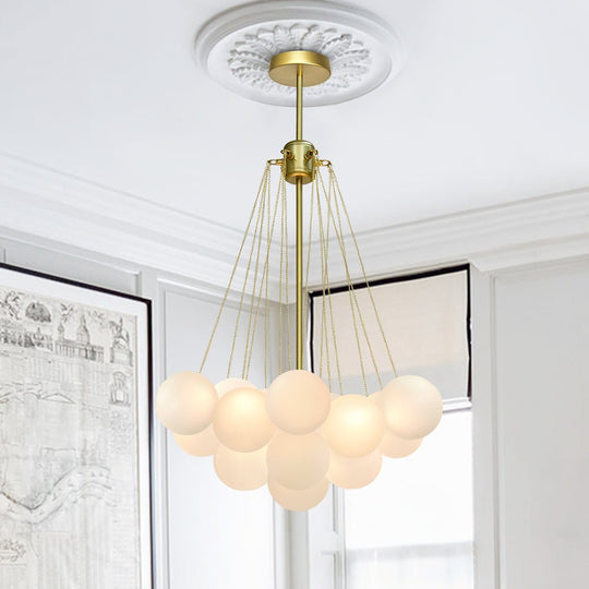 Pendantlightie-Contemporary Glass Bubble Light Fixture-Chandeliers-19 Bubbles-Brass